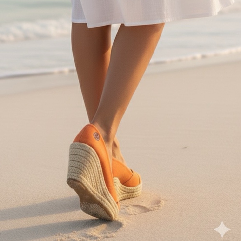 40# Tory Burch Orange Espadrille Shoes - Picture 2 of 7